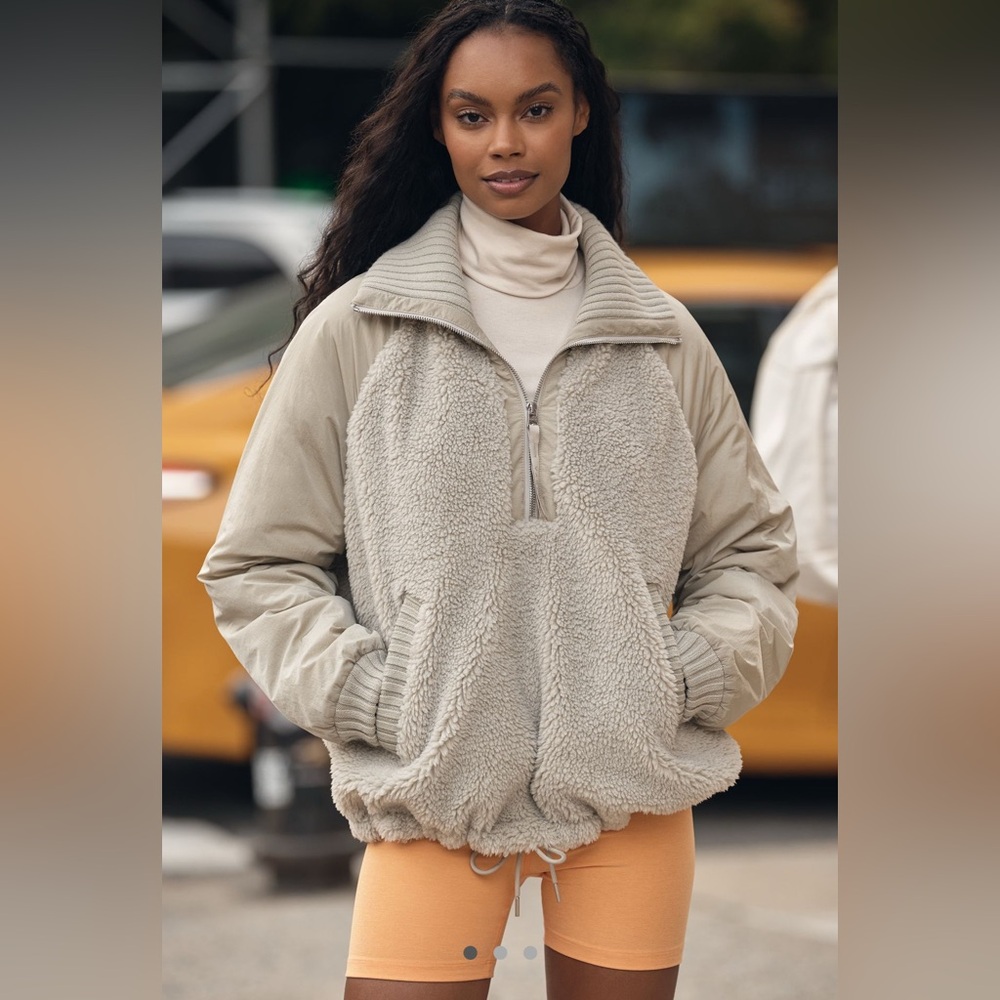 🐰Varley Sherpa Half Zip Teddy Fleece Jacket Small NWT Agate Grey Cozy  Pullover